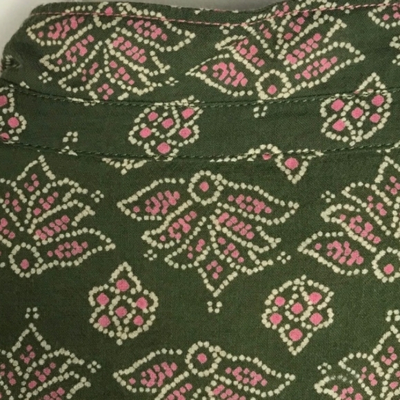 Holding Horses Anthro Boho Pleated Shirt Floral Green - Picture 3 of 7